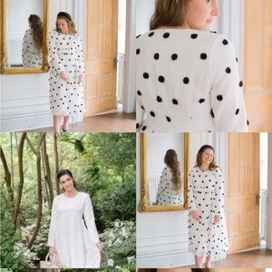 NWT Dainty Jewell’s Black and White Polka Dot Midi Dress